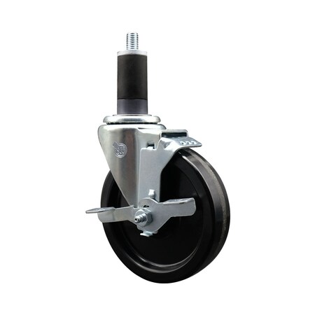Service Caster 5'' SS Phenolic Swivel 1-1/4'' Expanding Stem Caster with Brake SCC-SSEX20S514-PHS-TLB-114